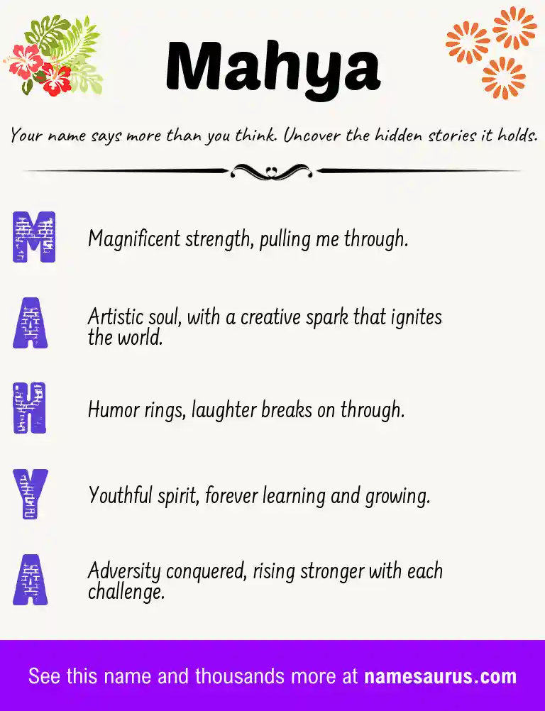 Acrostic poem about Mahya.