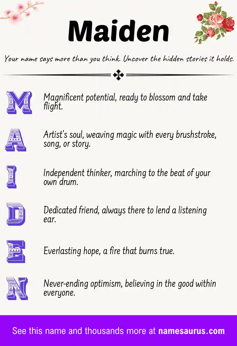 Acrostic poem about Maiden.