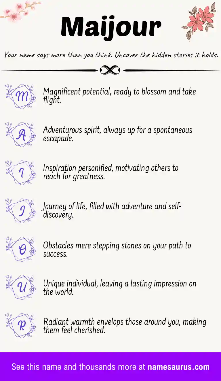 Acrostic poem about Maijour.