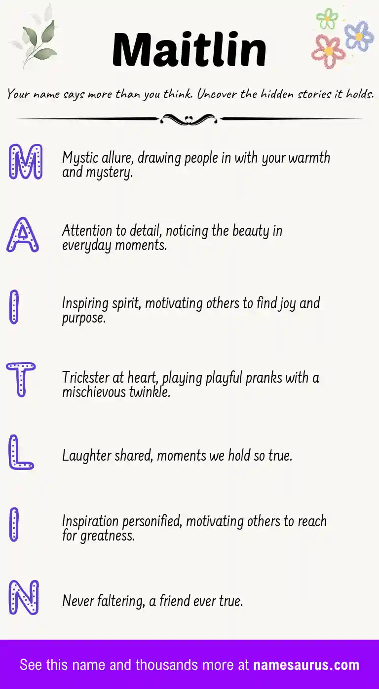 Acrostic poem about Maitlin.