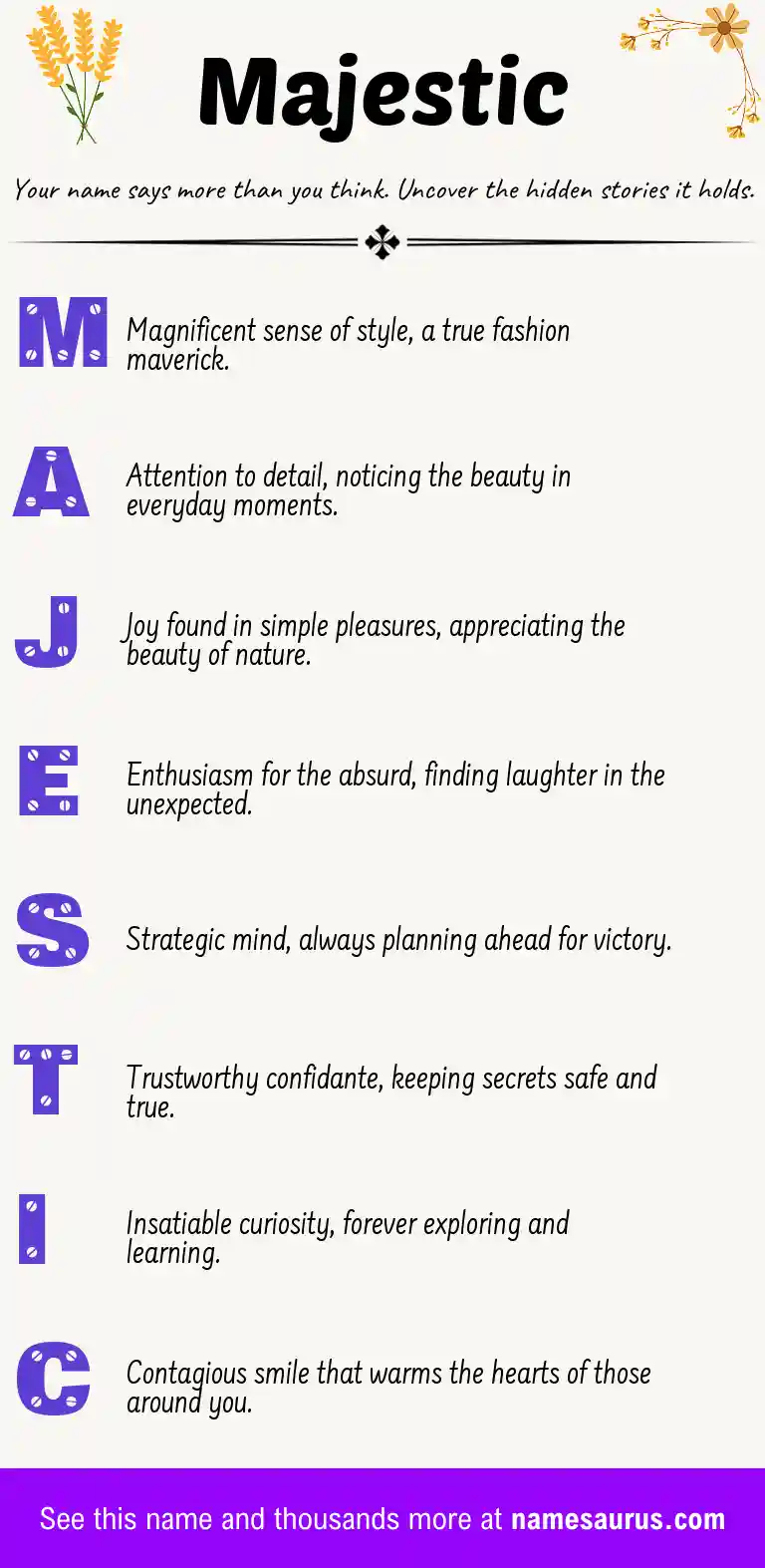 Acrostic poem about Majestic.