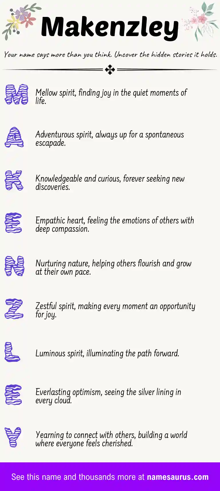 Acrostic poem about Makenzley.