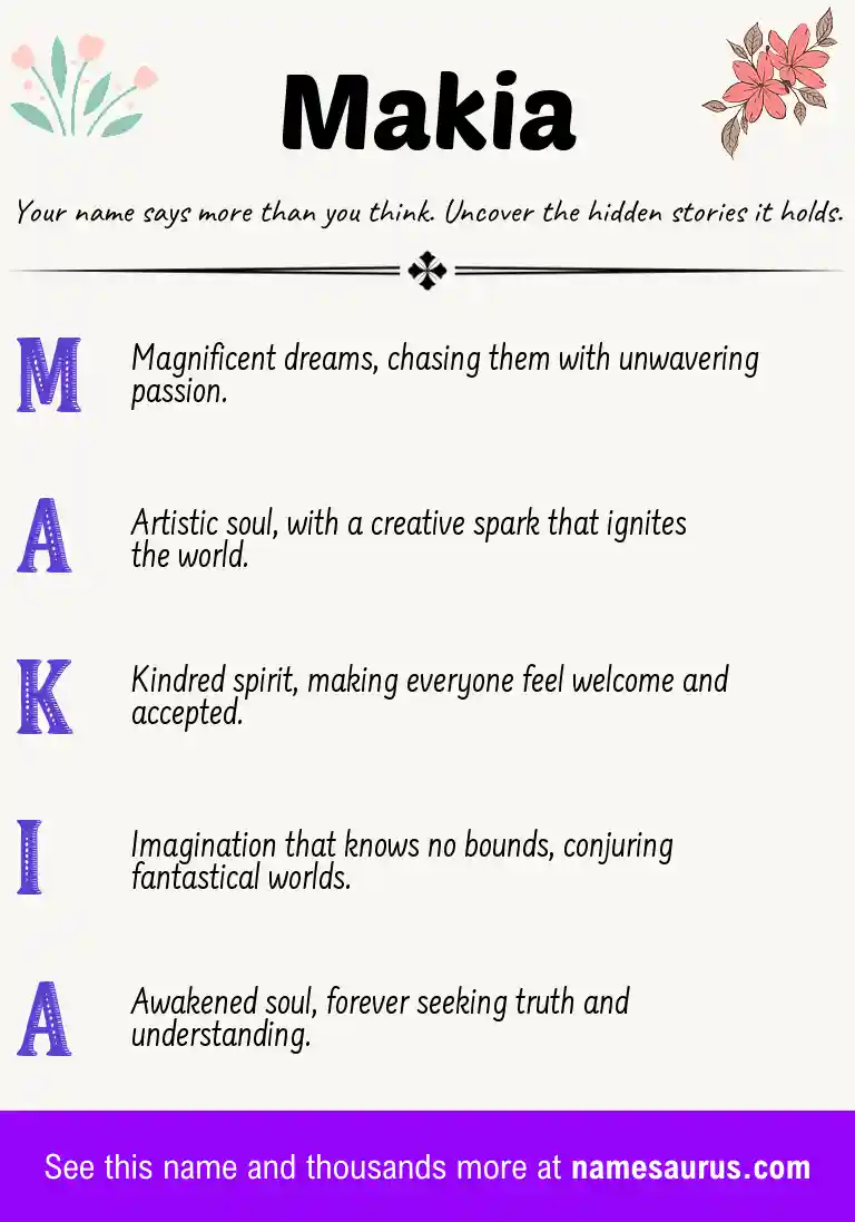 Acrostic poem about Makia.