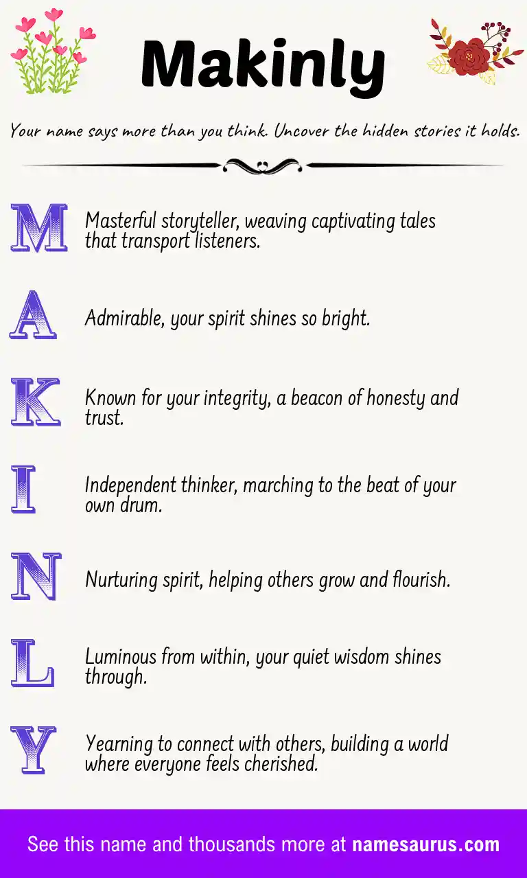 Acrostic poem about Makinly.