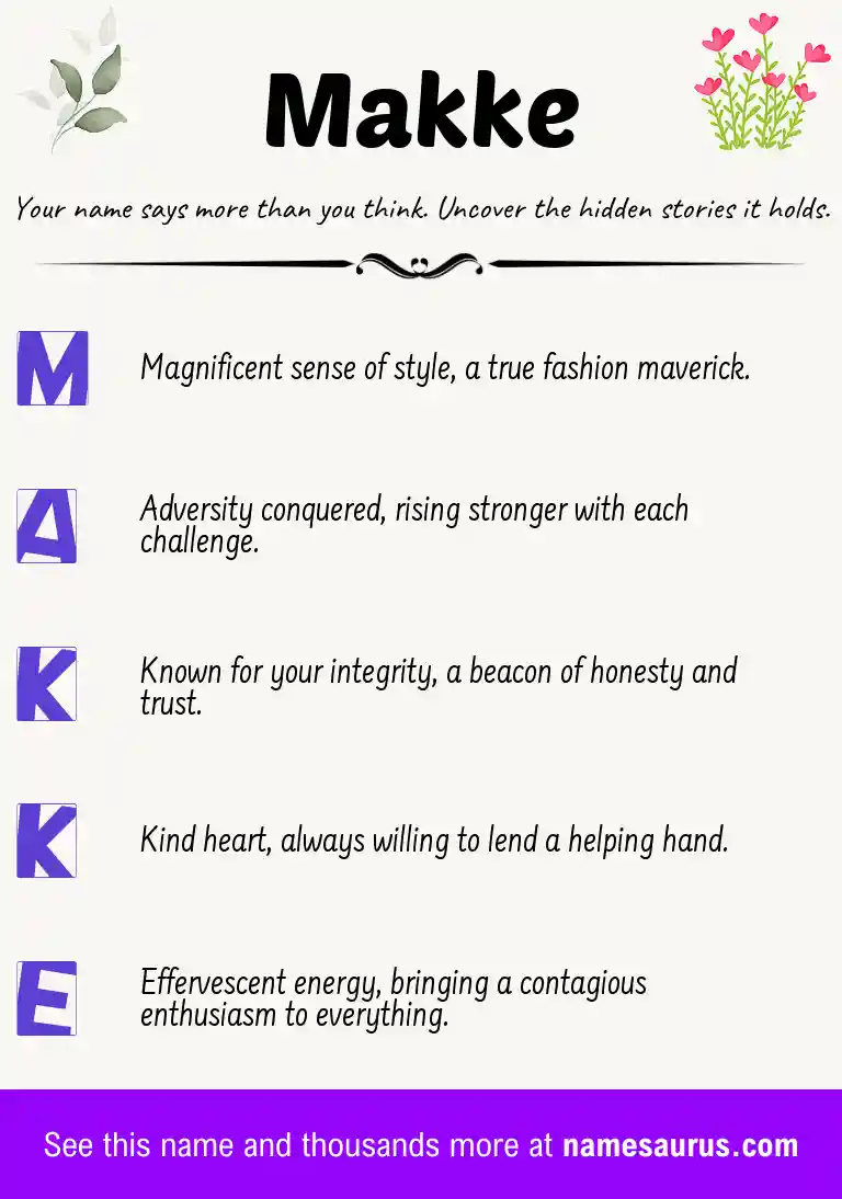 Acrostic poem about Makke.