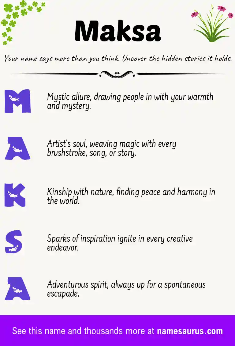 Acrostic poem about Maksa.