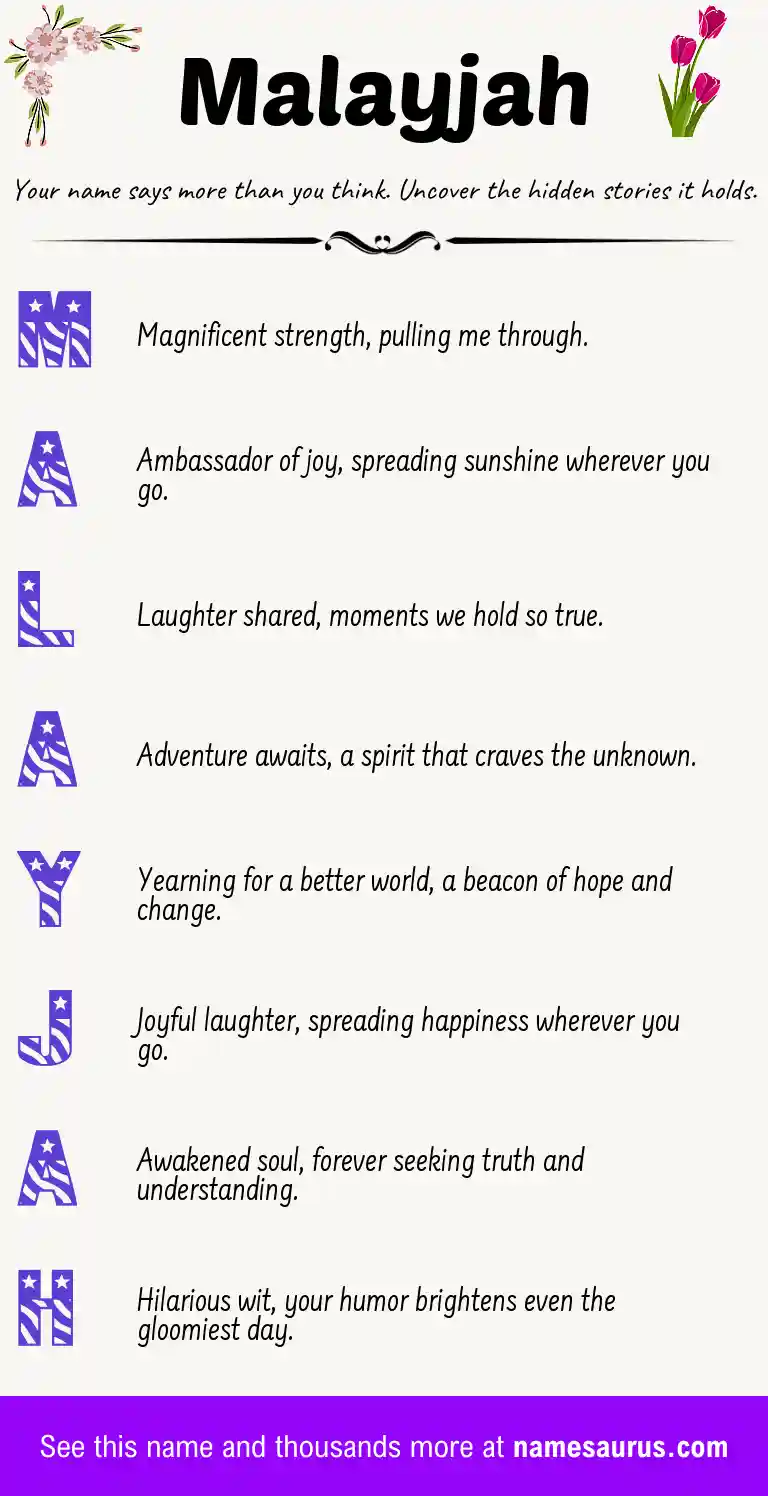 Acrostic poem about Malayjah.