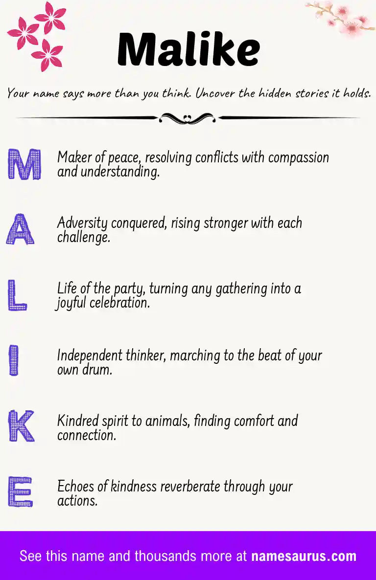 Acrostic poem about Malike.
