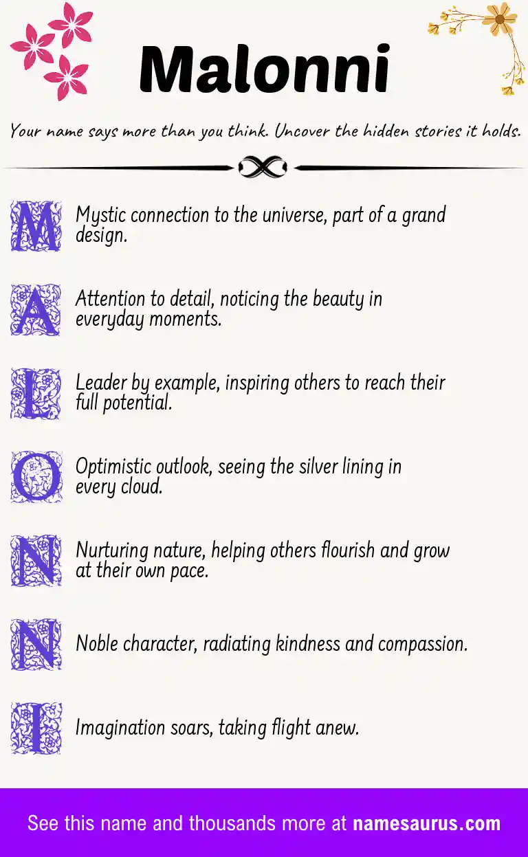 Acrostic poem about Malonni.