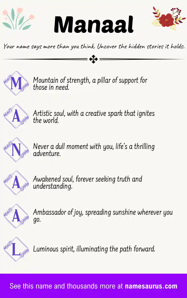 Acrostic poem about Manaal.