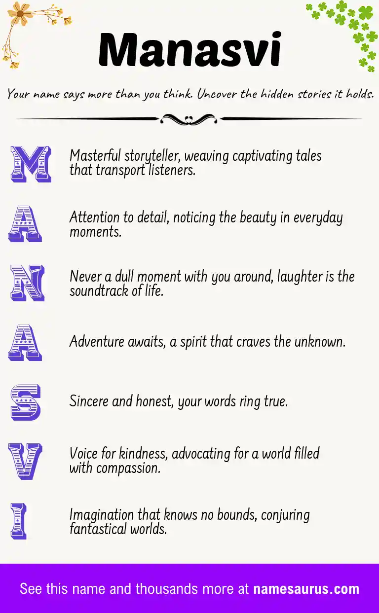 Acrostic poem about Manasvi.