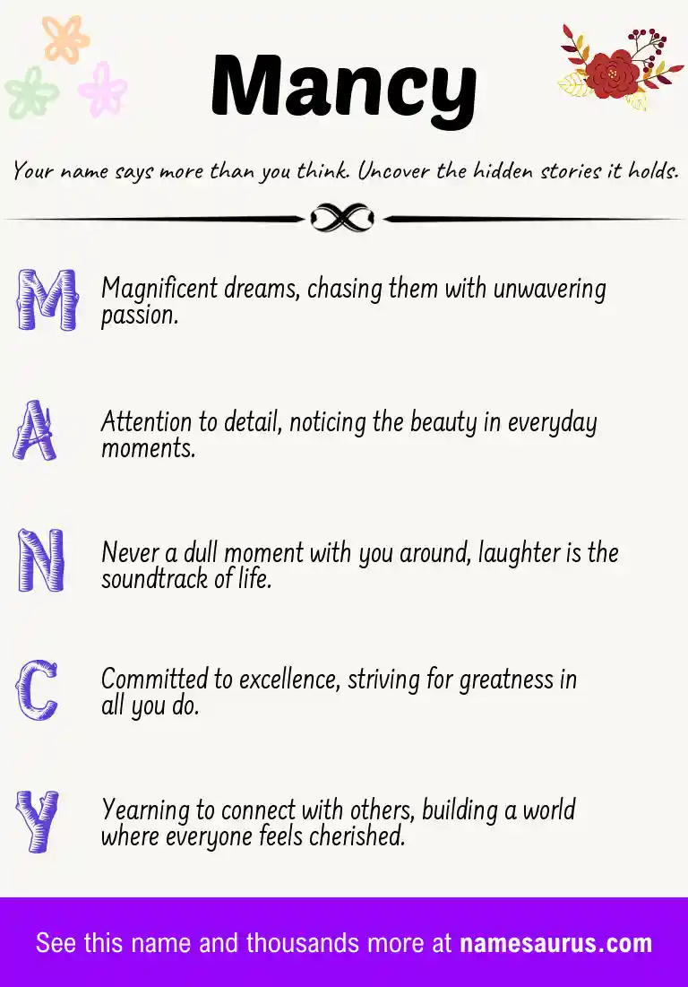 Acrostic poem about Mancy.