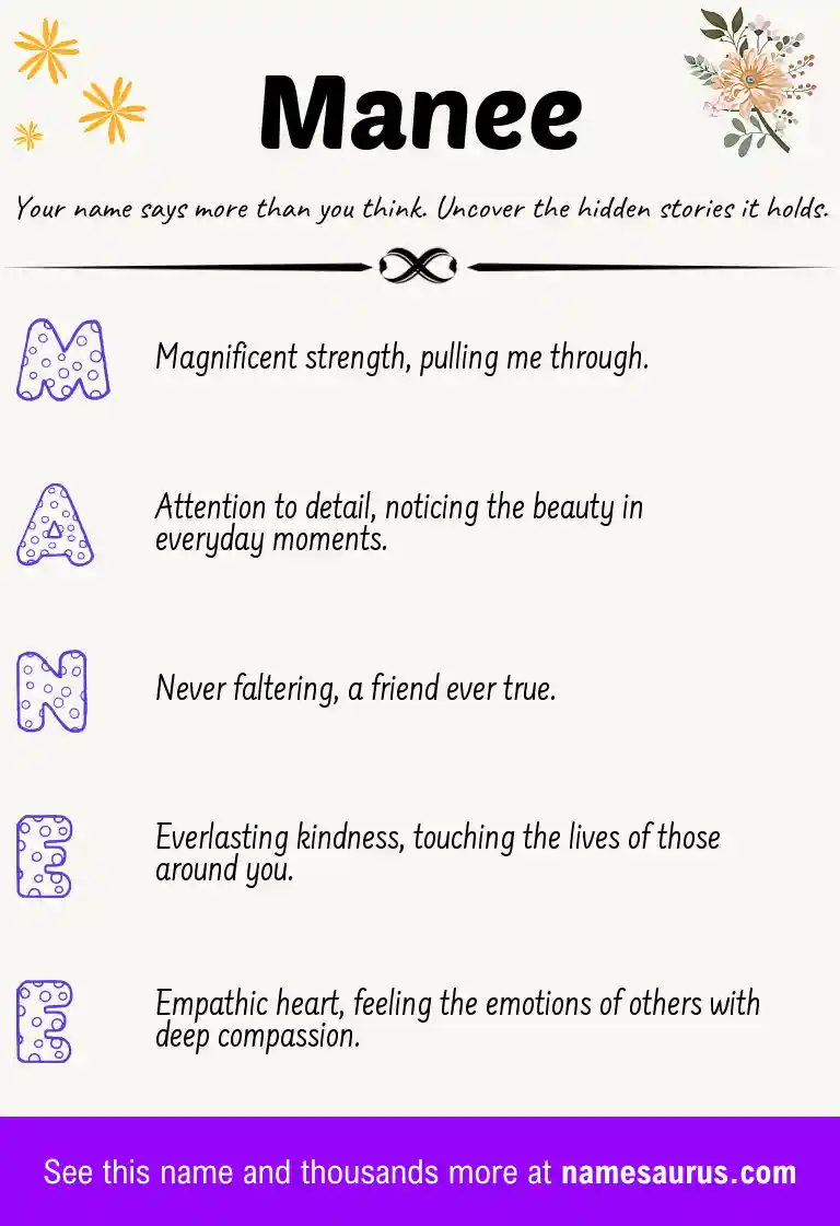 Acrostic poem about Manee.