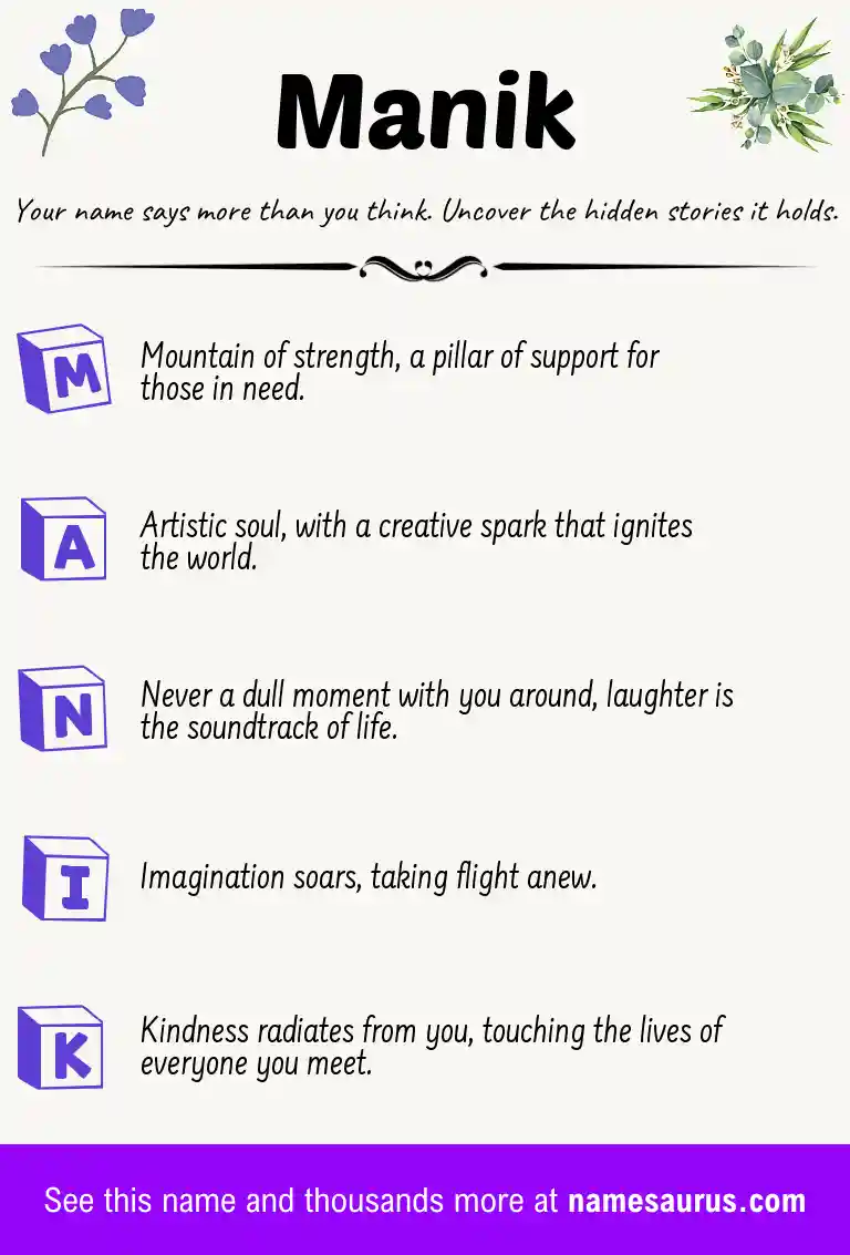 Acrostic poem about Manik.