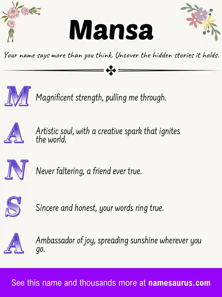 Acrostic poem about Mansa.
