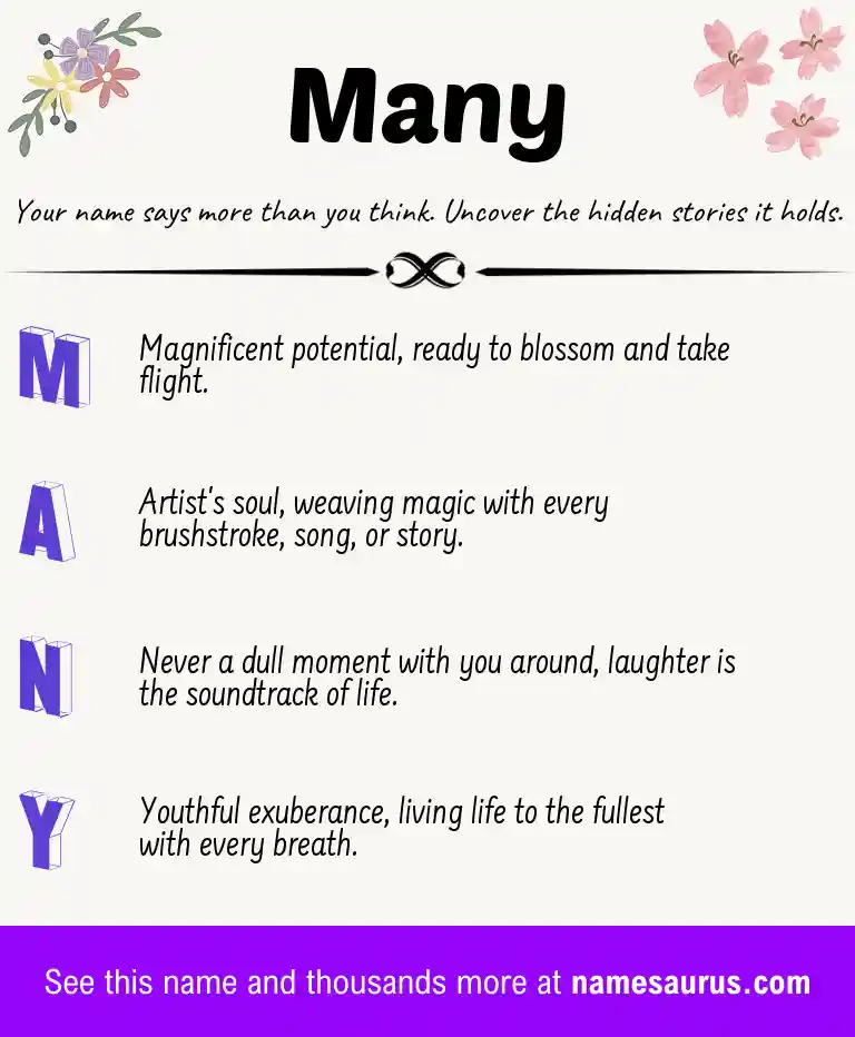 Acrostic poem about Many.