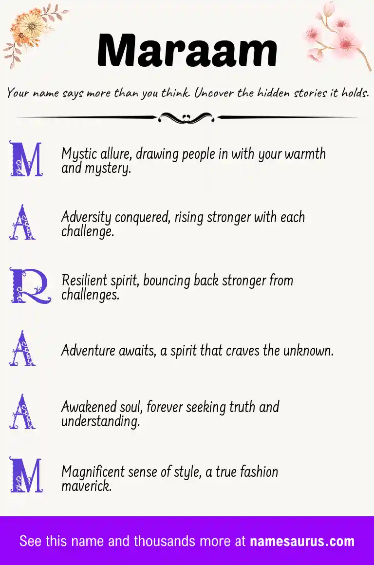 Acrostic poem about Maraam.