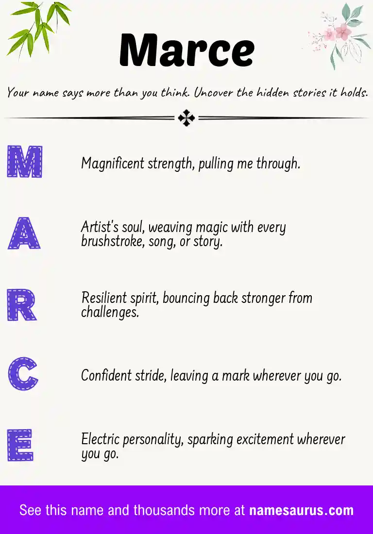 Acrostic poem about Marce.
