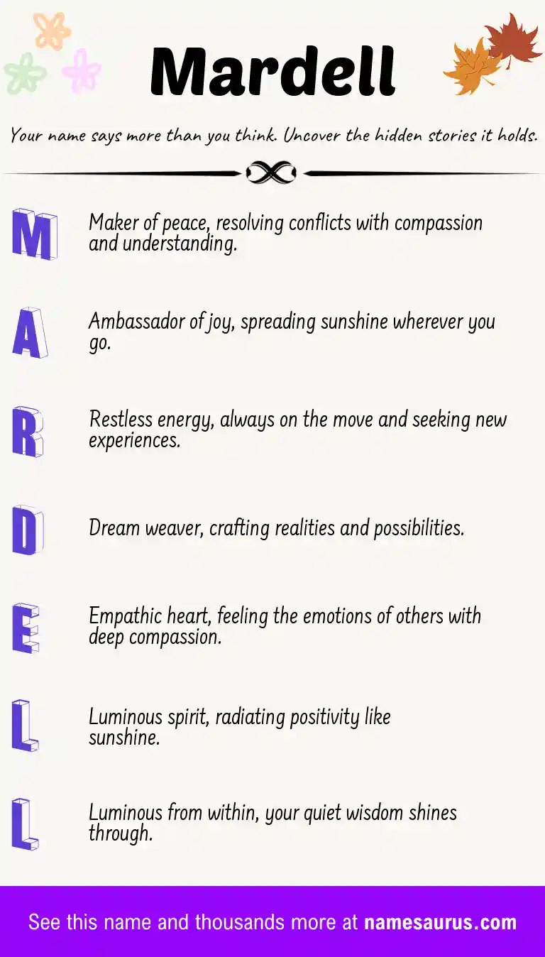 Acrostic poem about Mardell.