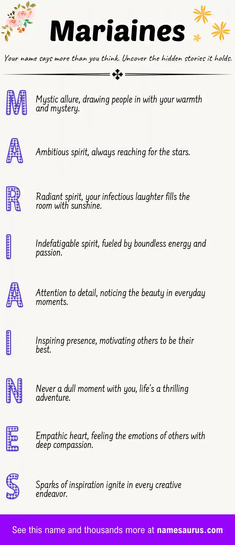 Acrostic poem about Mariaines.