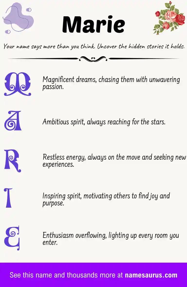 Acrostic poem about Marie.