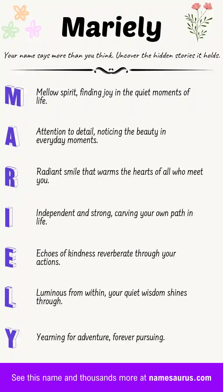 Acrostic poem about Mariely.