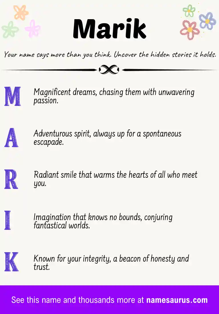 Acrostic poem about Marik.