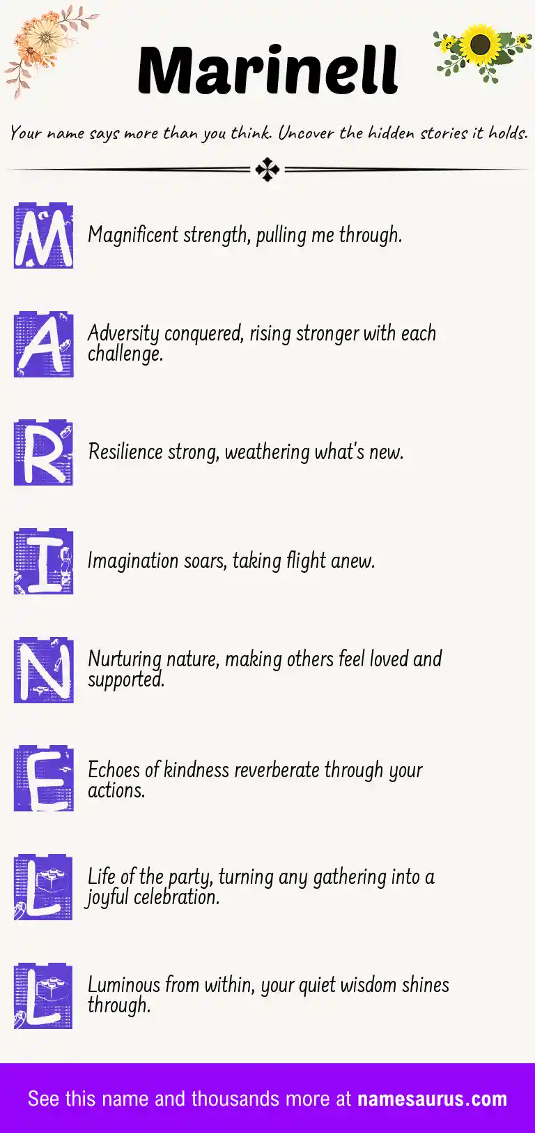 Acrostic poem about Marinell.
