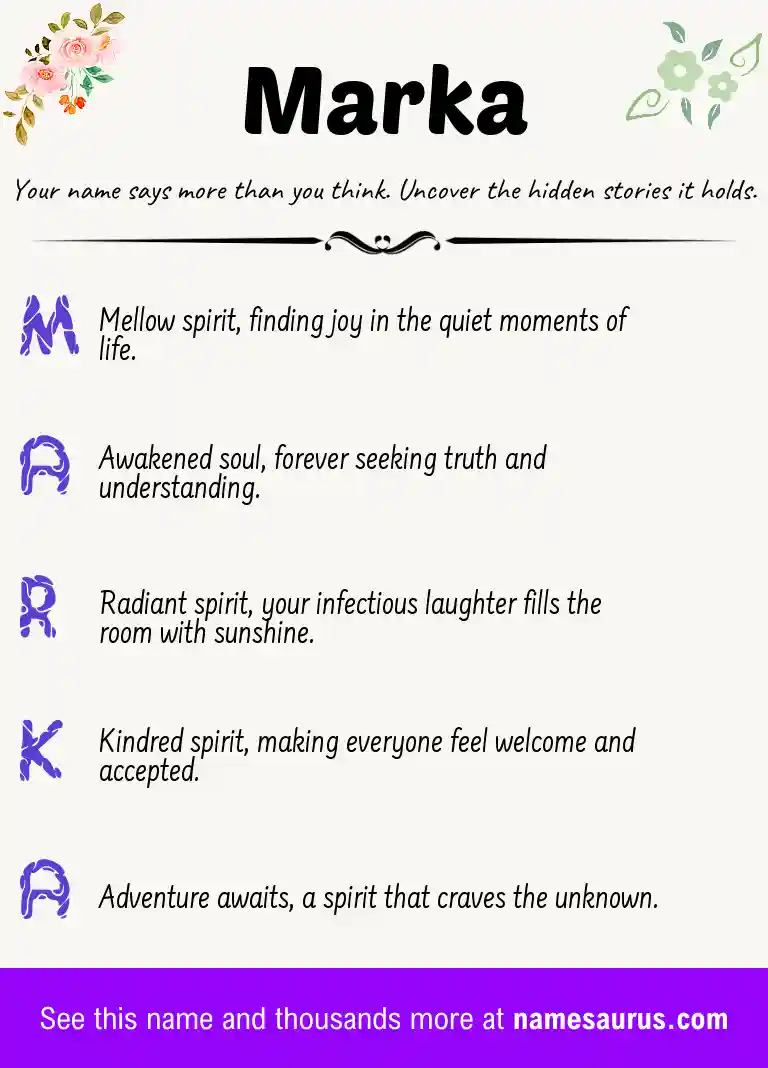 Acrostic poem about Marka.