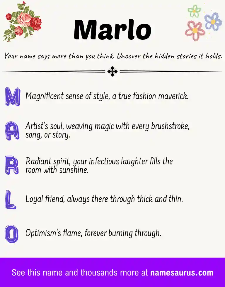 Acrostic poem about Marlo.