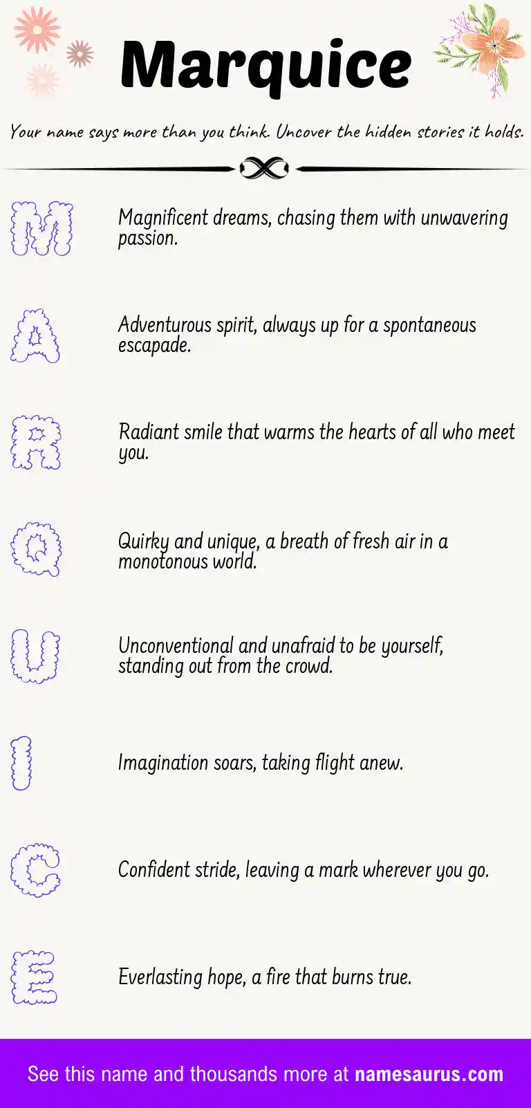 Acrostic poem about Marquice.