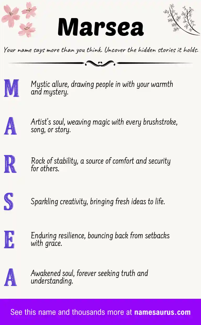 Acrostic poem about Marsea.