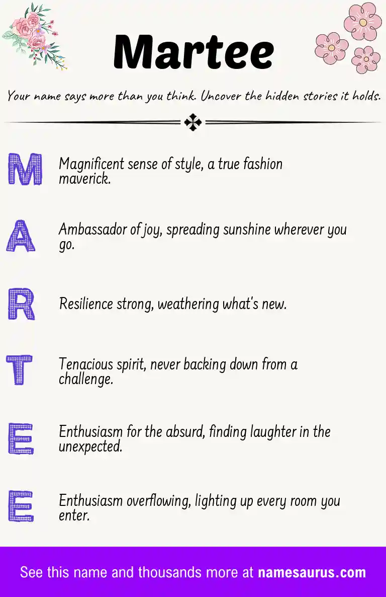 Acrostic poem about Martee.