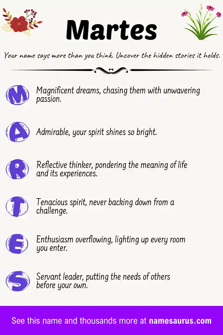 Acrostic poem about Martes.