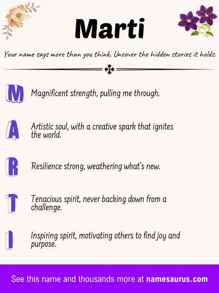 Acrostic poem about Marti.