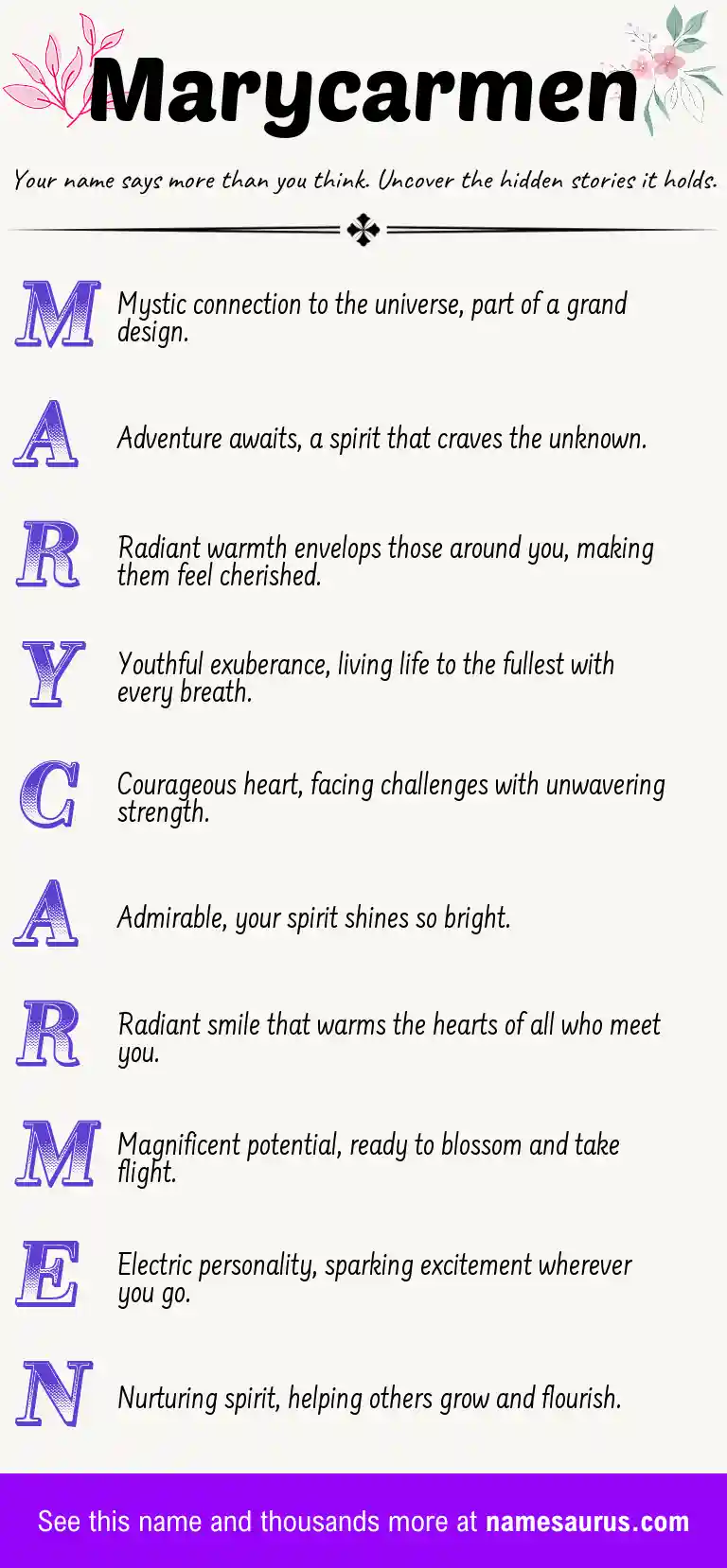 Acrostic poem about Marycarmen.