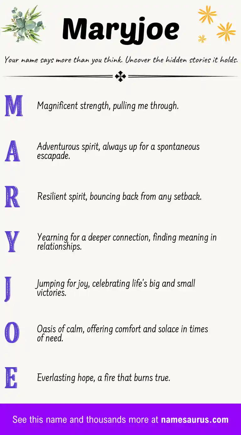 Acrostic poem about Maryjoe.