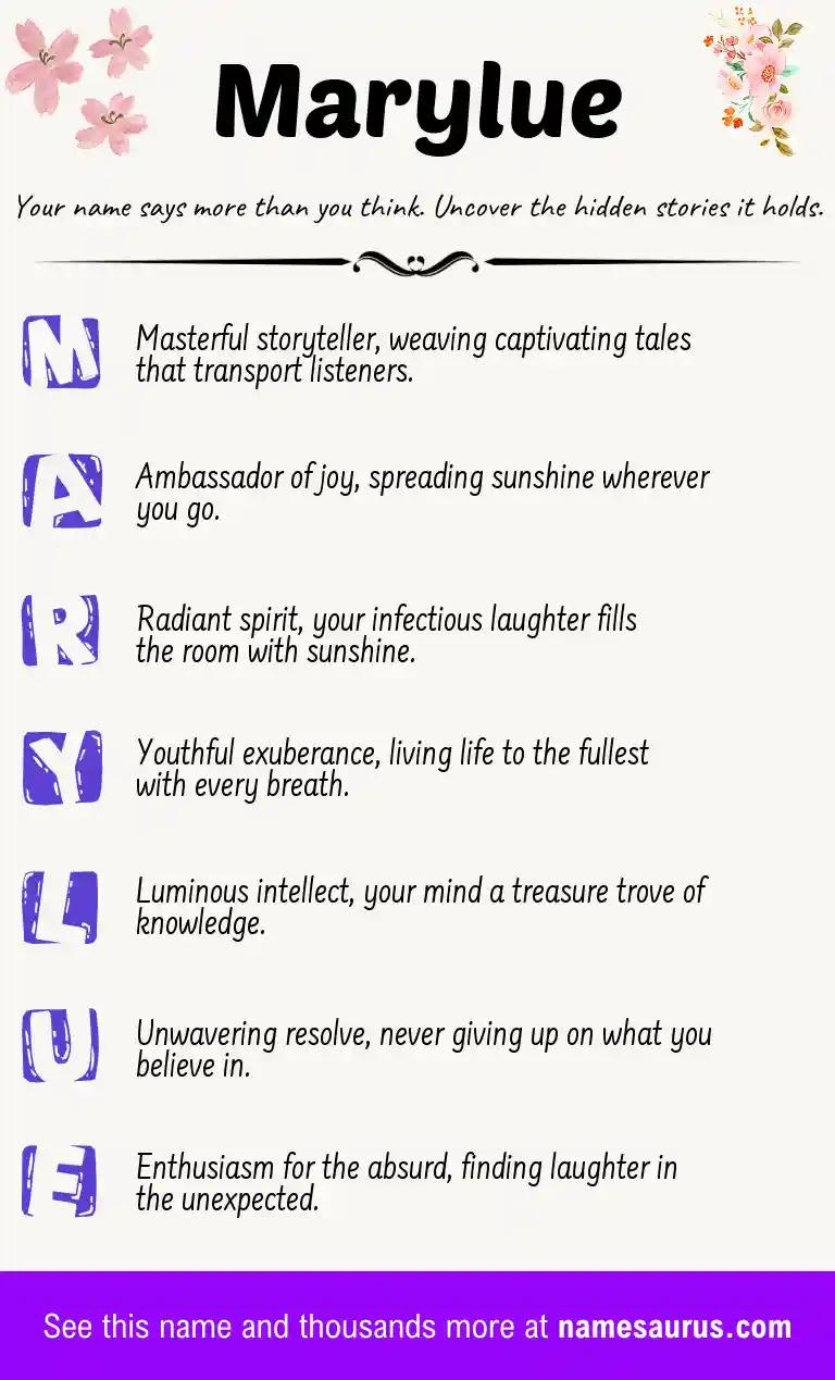 Acrostic poem about Marylue.