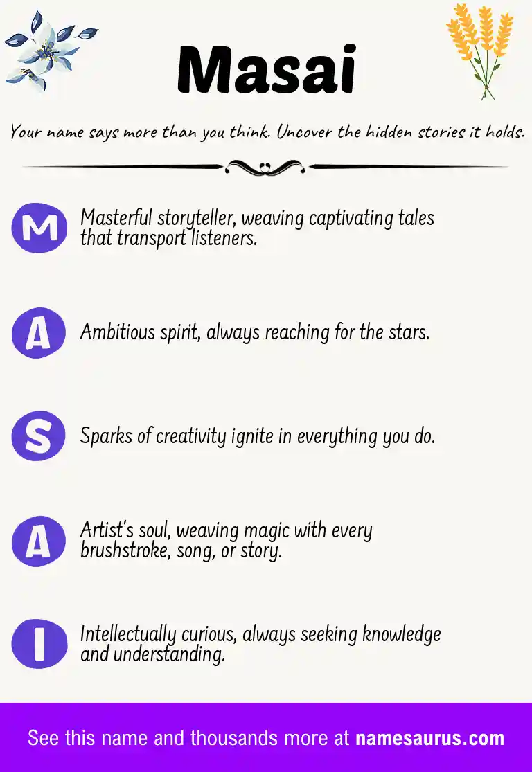 Acrostic poem about Masai.