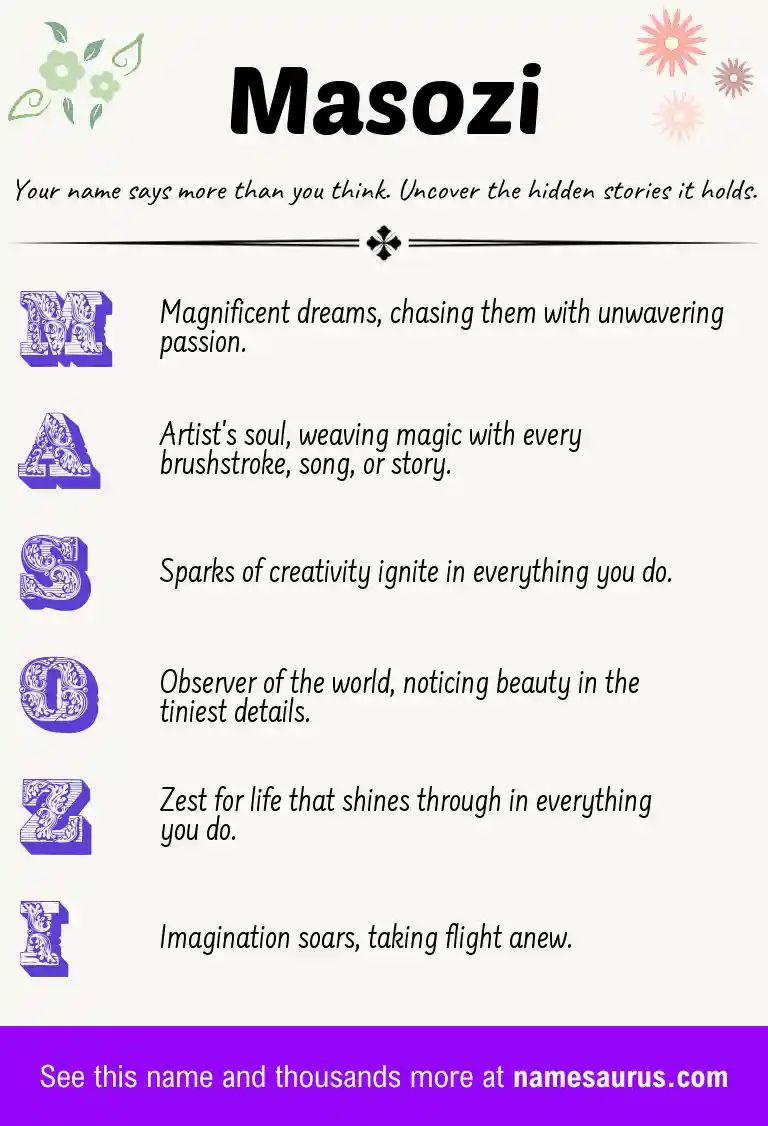Acrostic poem about Masozi.
