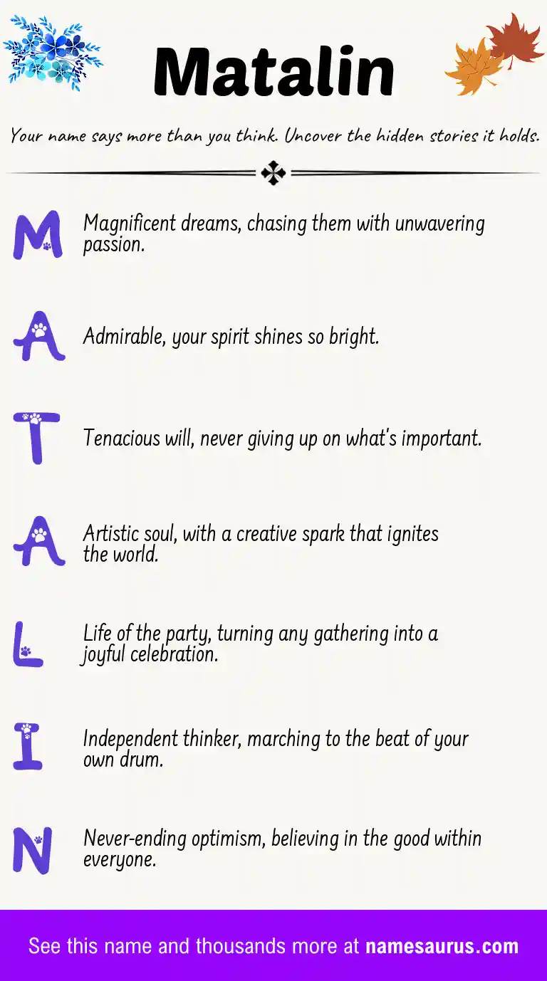 Acrostic poem about Matalin.