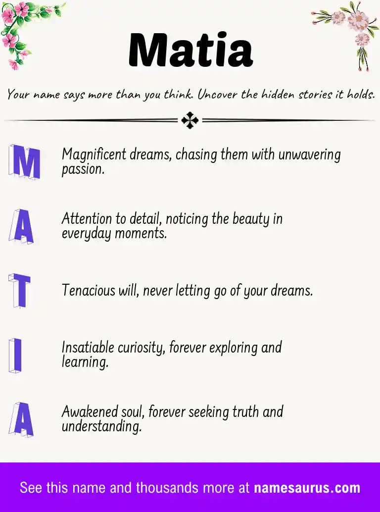 Acrostic poem about Matia.