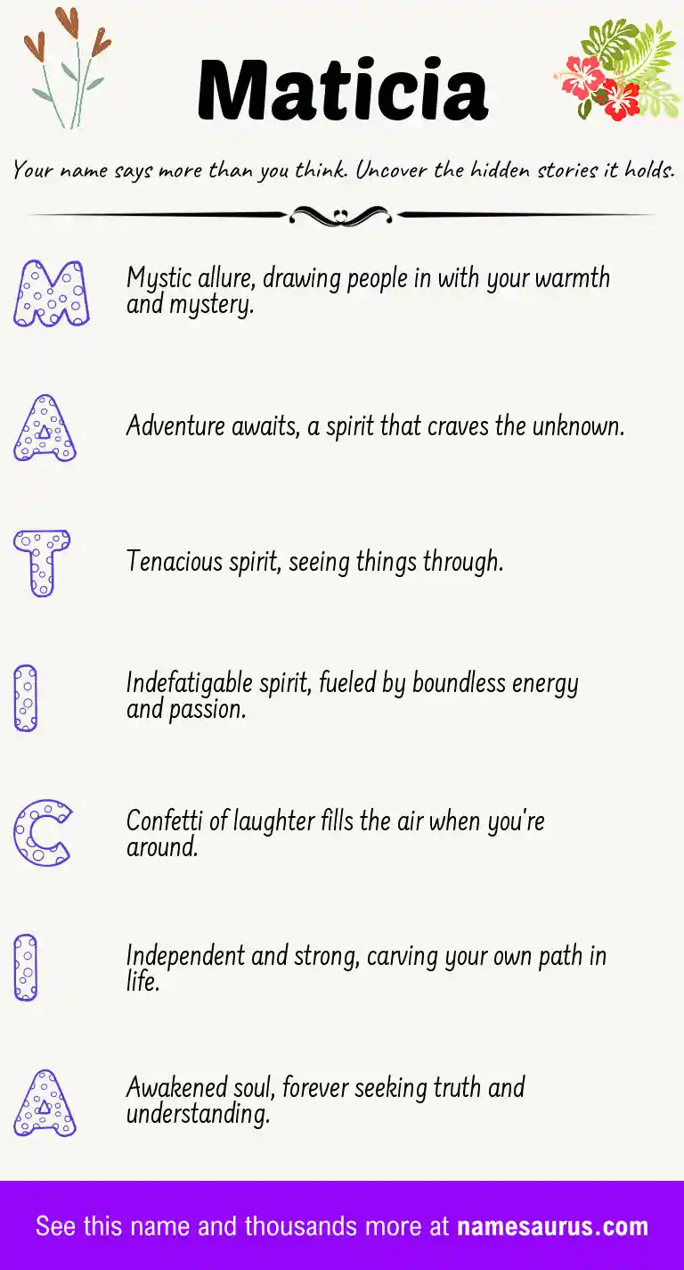 Acrostic poem about Maticia.