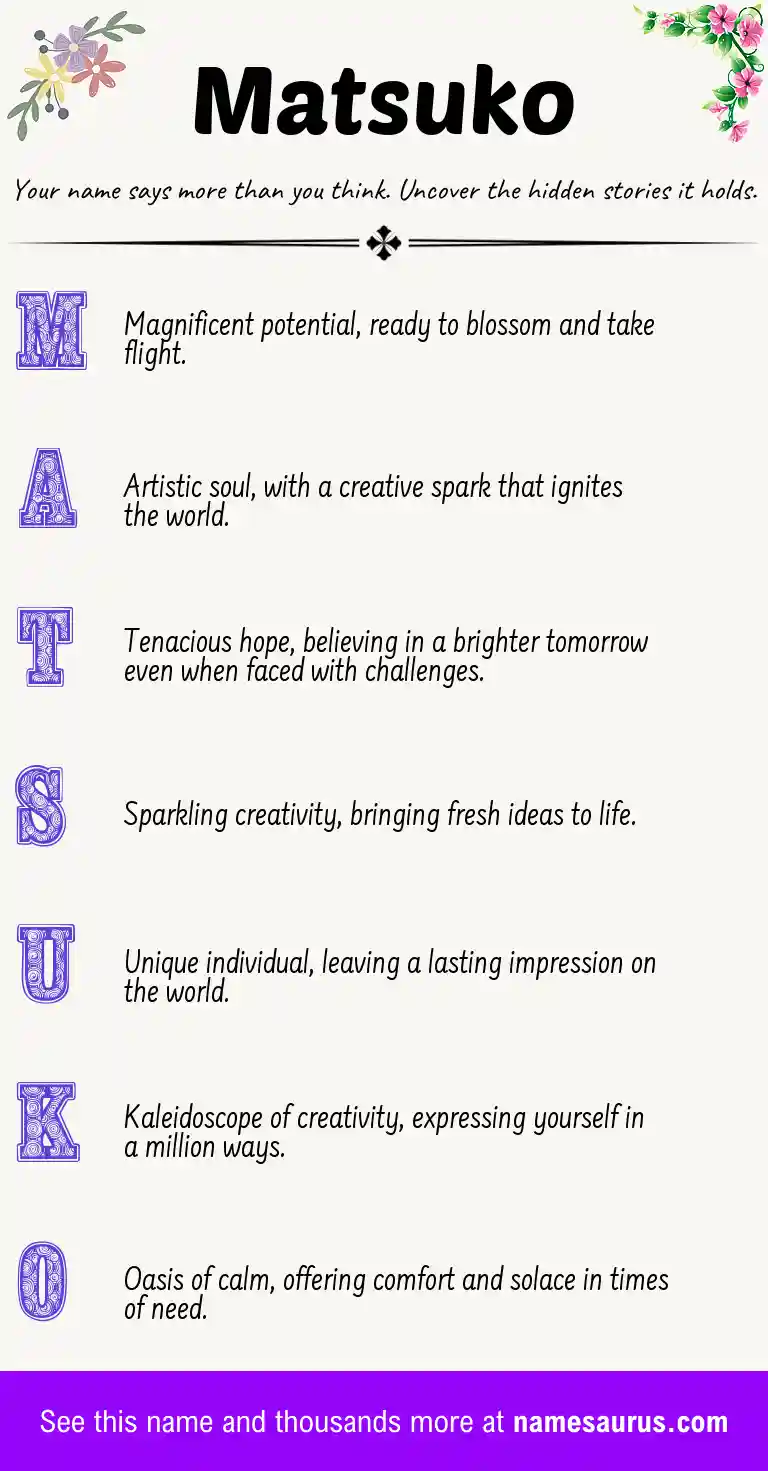 Acrostic poem about Matsuko.