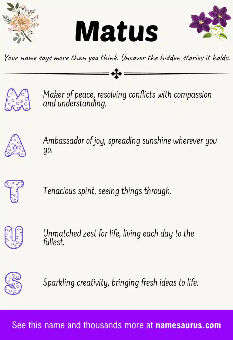 Acrostic poem about Matus.