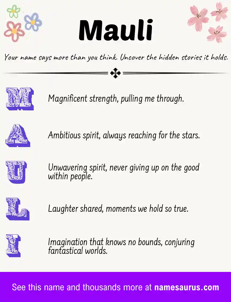 Acrostic poem about Mauli.
