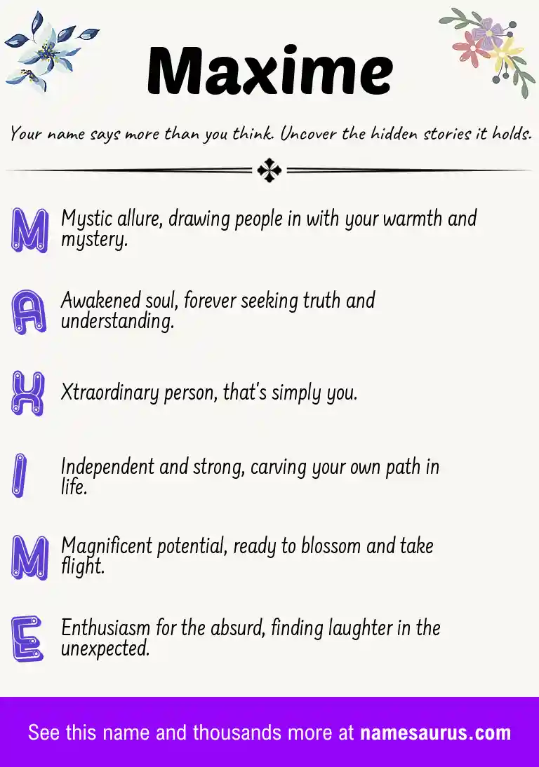 Acrostic poem about Maxime.