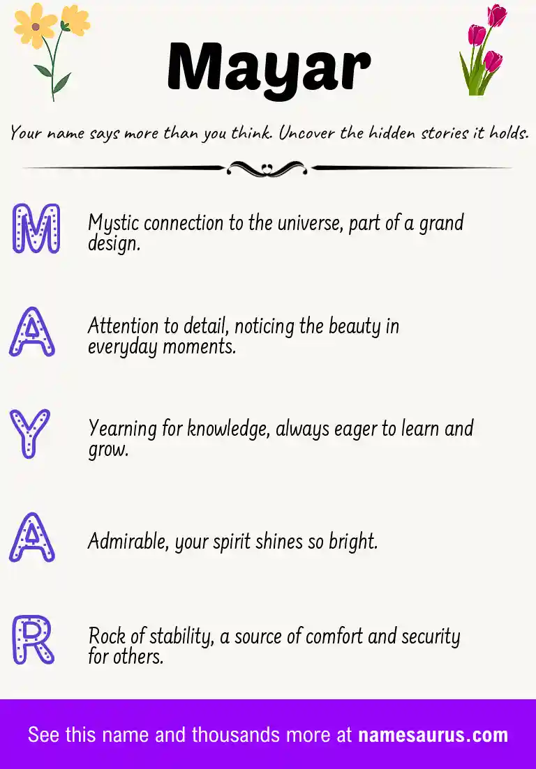 Acrostic poem about Mayar.