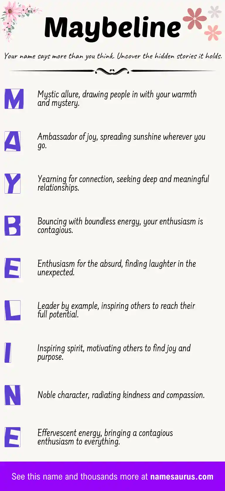 Acrostic poem about Maybeline.
