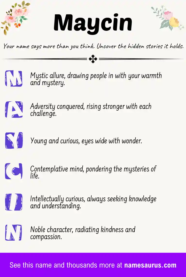 Acrostic poem about Maycin.